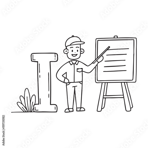 A doodle illustration of letter I and Instruction