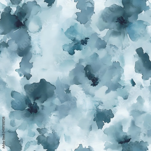 flower watercolor seamless pattern background wallpaper, blue color.