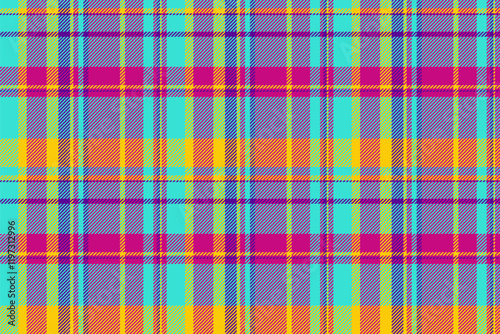 Wide tartan seamless pattern, creation vector plaid fabric. Eps textile check background texture in teal and pink colors.