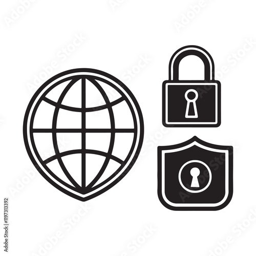 A comprehensive set of internet security icons showcasing tools for protection, encryption, and safe browsing in the digital realm.