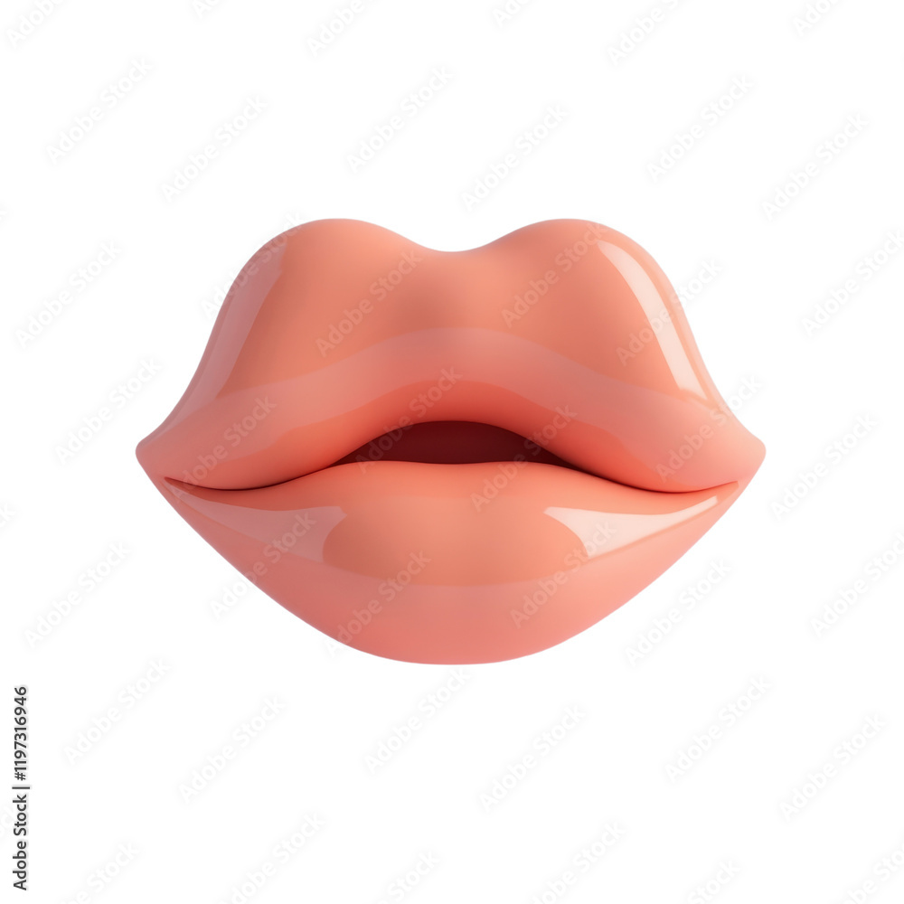 close-up of 3d rendered glossy coral lips