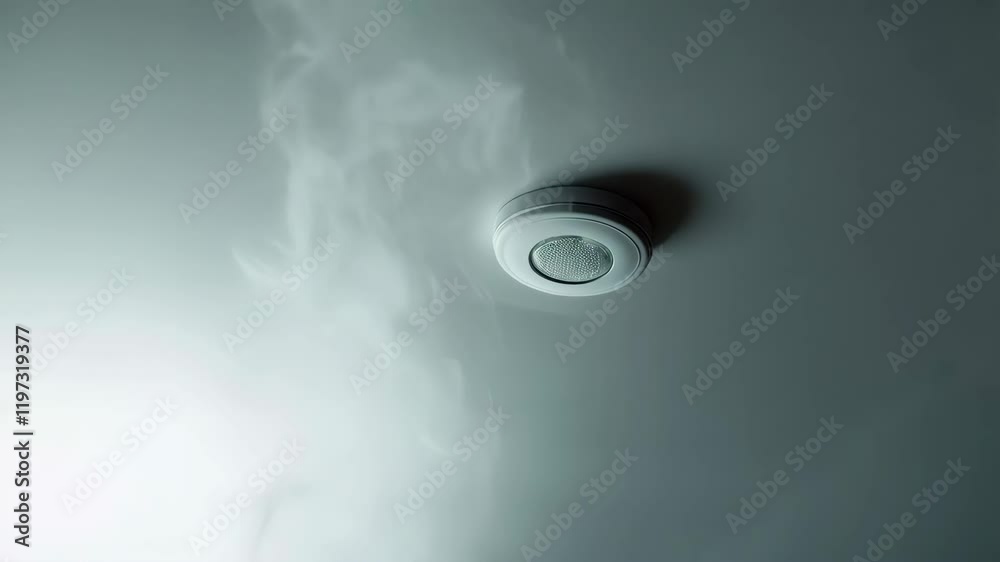 close up of smoke detector on the ceiling