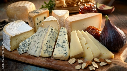 A delightful platter of assorted Spanish cheeses, including manchego, cabrales photo