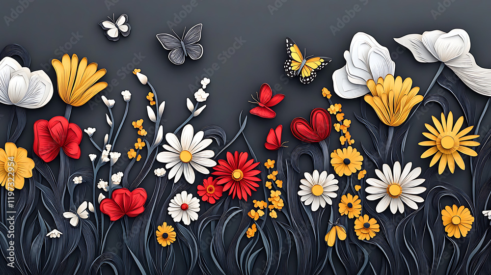 Obraz premium Paper art and cut style concept of World Oceans craft paper of sea waves Beautiful underwater world Paper art and cut style