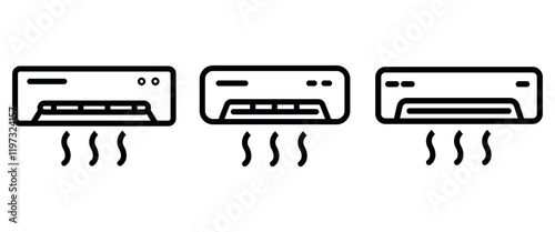 air-conditioner outline or line icon design bundle.