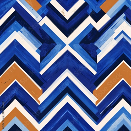 Bold blue zigzag lines in blue zigzag border frame pattern background