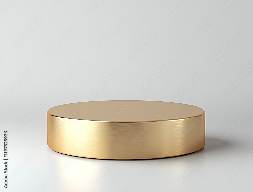 3D rendering on a white background with a golden cylinder podium and geometric platform for product presentation in a minimalistic style. Abstract mockup scene 3D rendering on a white background with a golden cylinder podium and geometric platform for product presentation in a minimalistic style. Abstract mockup scene
