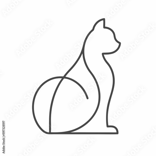 Clean Cat Outline Graphic Vector.