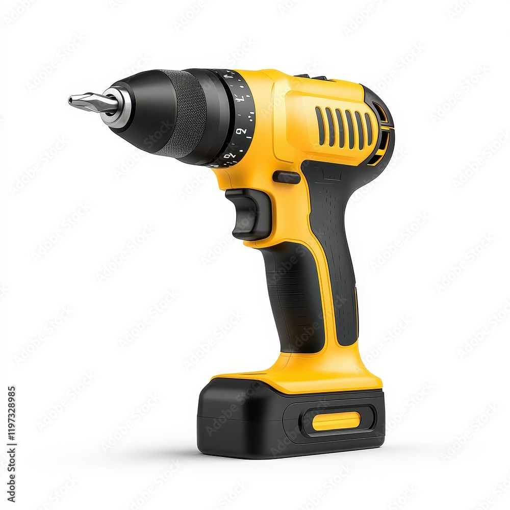 Yellow Cordless Drill for Home Improvement and DIY Projects, Featuring Adjustable Torque Settings and Ergonomic Design, Ideal for Various Drilling Tasks and Construction Needs Yellow Cordless Drill for Home Improvement and DIY Projects, Featuring Adjustable Torque Settings and Ergonomic Design, Ideal for Various Drilling Tasks and Construction Needs