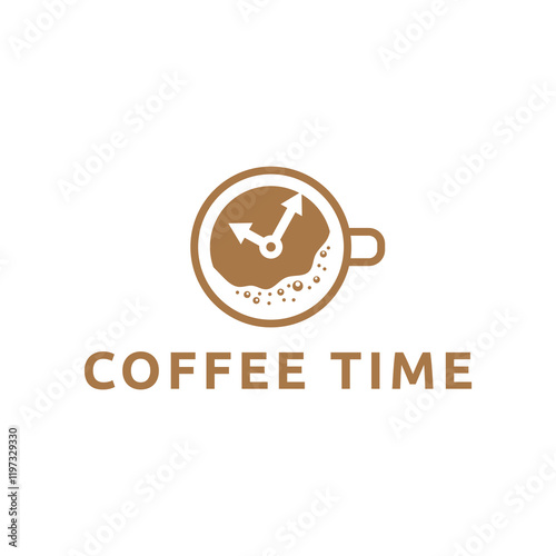 Simple coffee time flat logo illustration.