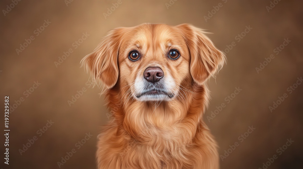 Adorable Dog with Playful Expression Against a Warm Brown Background Evoking a Sense of Comfort and Joy in a Cozy Domestic Setting Adorable Dog with Playful Expression Against a Warm Brown Background Evoking a Sense of Comfort and Joy in a Cozy Domestic Setting