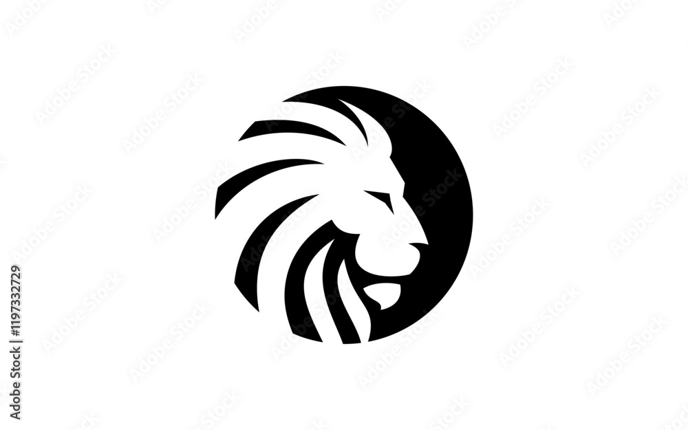 Naklejka premium lion head logo vector illustration, lion circle logo template