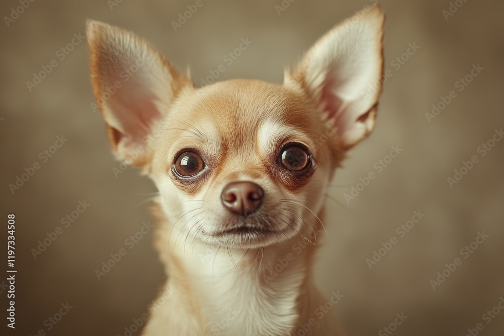 A small brown and white chihuahua with a sad or contemplative expression. A small brown and white chihuahua with a sad or contemplative expression.