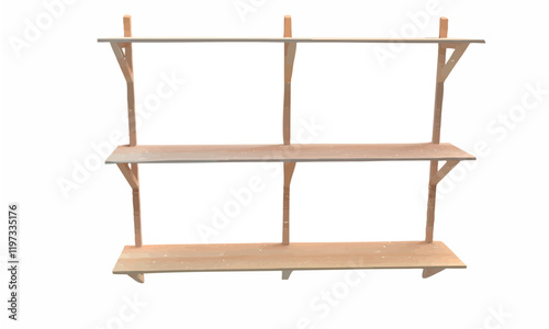 wooden shelves isolated on white