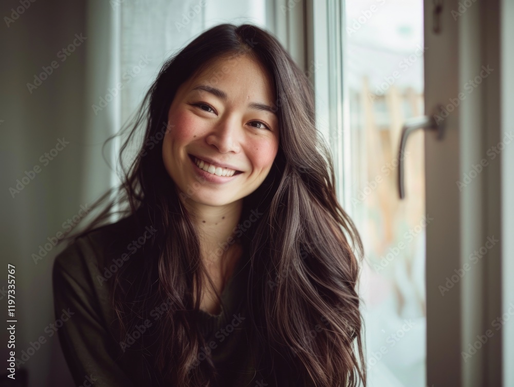 A woman with long hair smiling and looking directly at the camera. She has a warm and approachable expression, suggesting friendliness or relaxation. A woman with long hair smiling and looking directly at the camera. She has a warm and approachable expression, suggesting friendliness or relaxation.