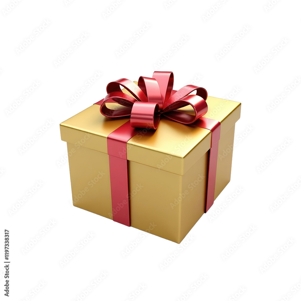 Obraz premium elegant gold gift box with a red ribbon