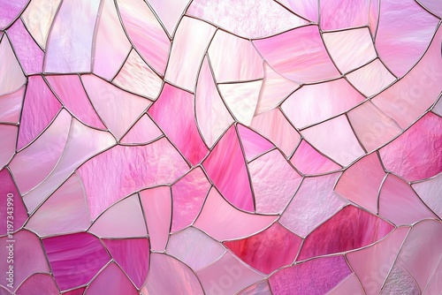 Beautiful stained glass design featuring mother of pearl in shades of pink and white