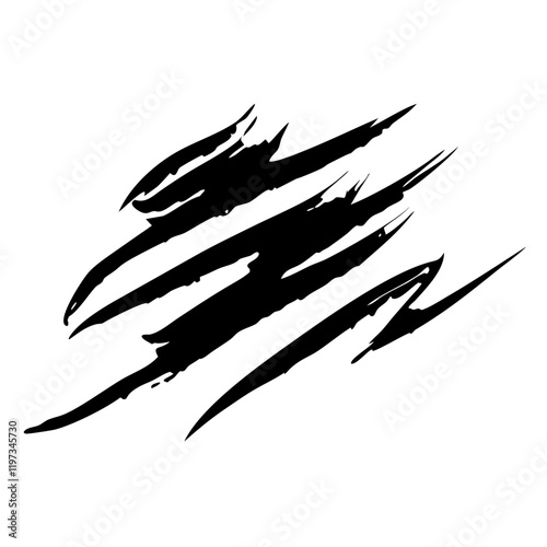 Chaotic black abstract strokes illustration