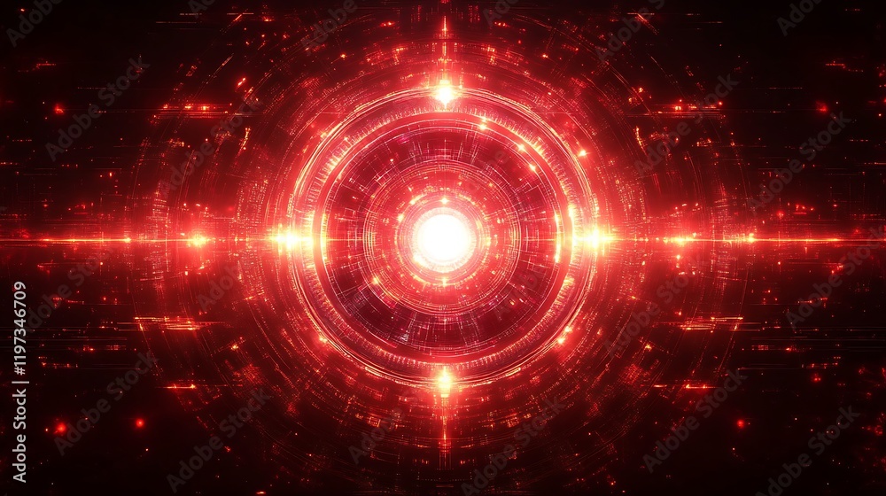 Obraz premium Red Abstract Technology Circular Energy Core