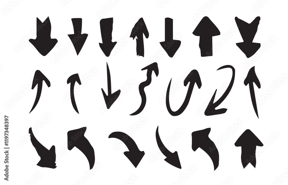 Simple hand drawn black arrows pack. simple lines hand drawn black arrows. vector illustration eps 10 Simple hand drawn black arrows pack. simple lines hand drawn black arrows. vector illustration eps 10