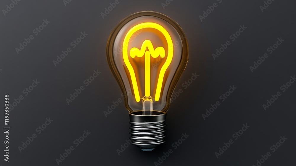 Illuminating Idea: A glowing neon light bulb against a dark background symbolizes inspiration, innovation, and new ideas. The warm yellow light contrasts beautifully with the dark setting. Illuminating Idea: A glowing neon light bulb against a dark background symbolizes inspiration, innovation, and new ideas. The warm yellow light contrasts beautifully with the dark setting.
