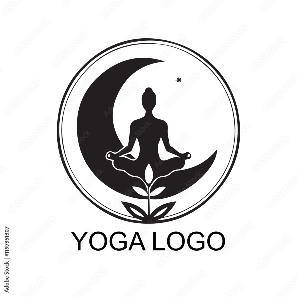 yoga logo design , vector illustration yoga logo icon with white background yoga logo design , vector illustration yoga logo icon with white background