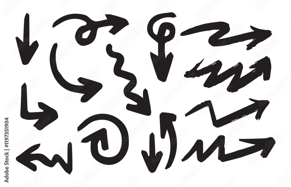 Simple hand drawn black arrows pack. Arrow. grunge arrow vector.grunge arrow brush Simple hand drawn black arrows pack. Arrow. grunge arrow vector.grunge arrow brush