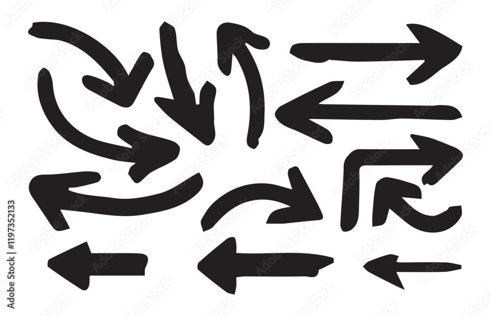 Simple hand drawn black arrows pack. Arrow. grunge arrow vector.grunge arrow brush Simple hand drawn black arrows pack. Arrow. grunge arrow vector.grunge arrow brush