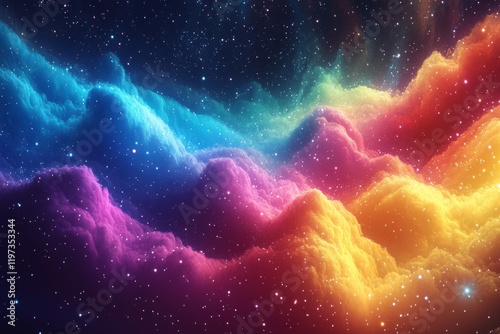 Cosmic nebula with vivid colors showcases the beauty of deep space and stella...