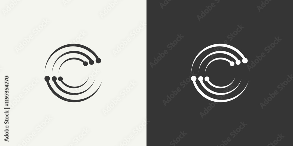 Letter C tech logo design. Digital, connection, and science logo concept
Letter C tech logo design. Digital, connection, and science logo concept