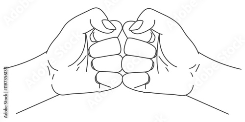 two hands showing each other fists hand drawn vector illustration