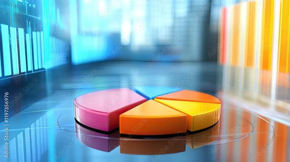 Fototapeta premium 3D-rendered pie chart illustrating profit distribution, placed on a clean, futuristic background with ample room for text