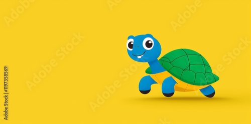 A simple digital illustration of a funny adult cartoon turtle. photo