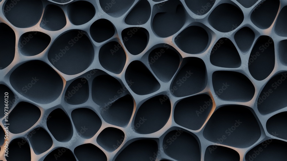 Abstract Organic Structure with Smooth Curves and Hollow Shapes in Black Abstract Organic Structure with Smooth Curves and Hollow Shapes in Black