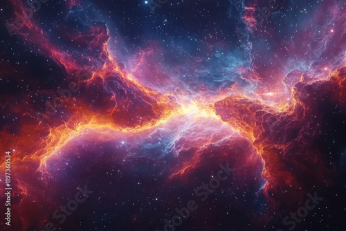 Cosmic nebula with vivid colors showcases the beauty of deep space and stella...