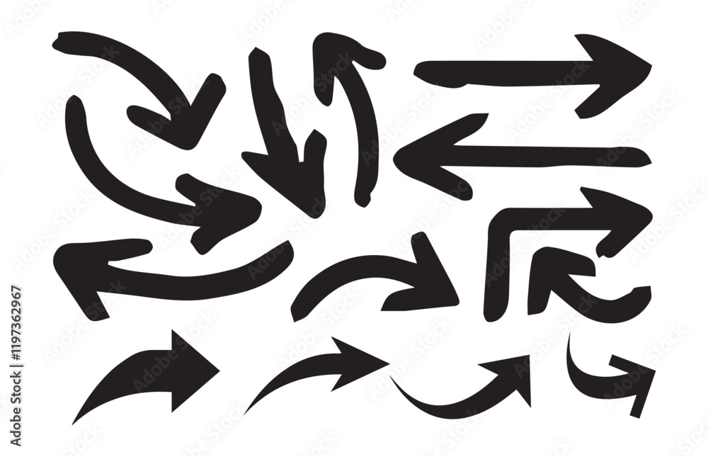 Arows vector icon set. Arrow vector elements hand drawn arrows brush stroke curly arrow collection. design element vector illustration. Arows vector icon set. Arrow vector elements hand drawn arrows brush stroke curly arrow collection. design element vector illustration.