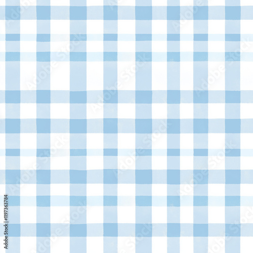 Isolated Light Blue and White Checkered Fabric Pattern