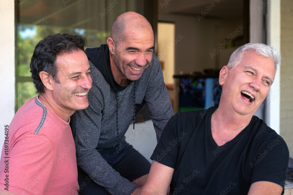 Group of happy senior men smiling, enjoying a day together. Group of happy senior men smiling, enjoying a day together.