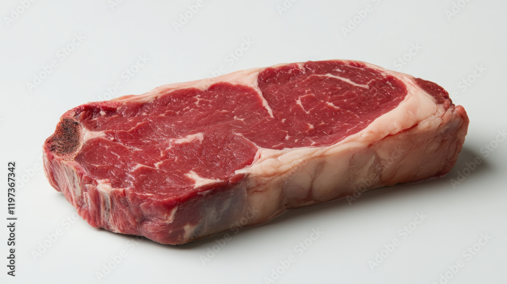 Fresh Raw Ribeye Steak with Intriguing Marbling and Tender Cut Isolated on White Background Perfect for Culinary Photography and Cooking Illustrations Fresh Raw Ribeye Steak with Intriguing Marbling and Tender Cut Isolated on White Background Perfect for Culinary Photography and Cooking Illustrations