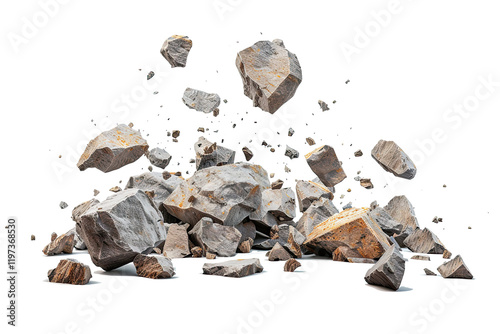 Wallpaper Mural Chunks of rock explosively burst apart, scattering fragments in various directions, showcasing the wild energy of geological forces at play in a dramatic spectacle Torontodigital.ca