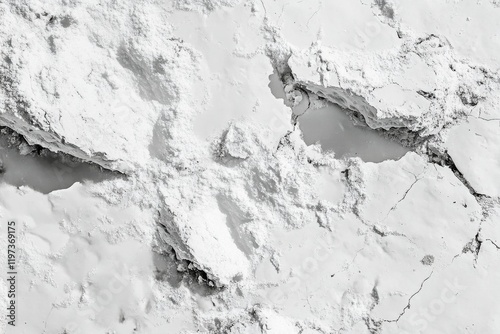 Cracked white surface revealing texture and detail during a sunny day in a se...
