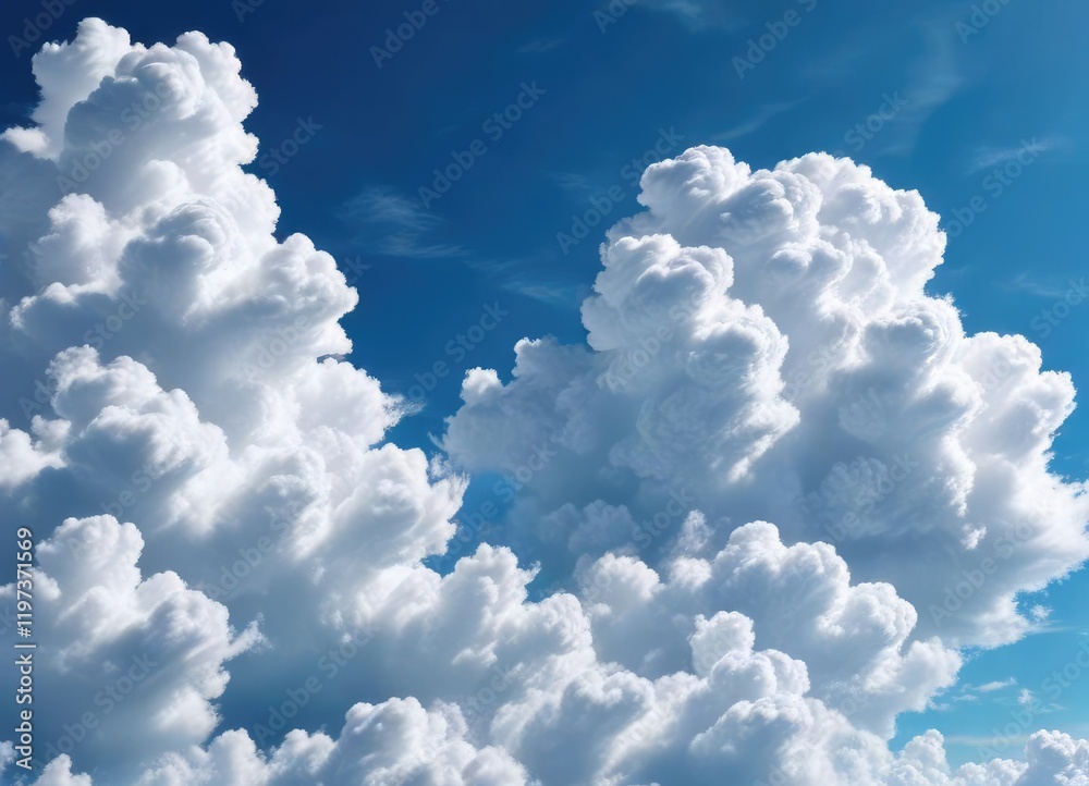 Naklejka premium abstract white clouds against a bright blue background, gentle breeze, airy texture, soft focus