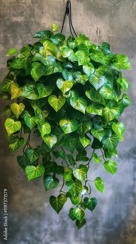 Vibrant living wall displaying various green plants and nature in a contempor...