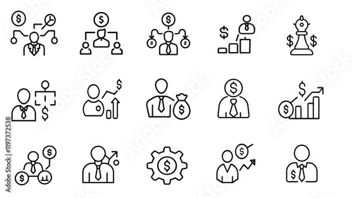 Professional Business Icons – Finance, Marketing, and Strategy