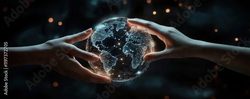 Hands Connecting Through Gl...