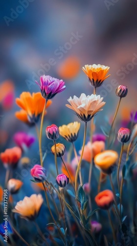 Colorful wildflowers bloom in a vibrant garden during springtime