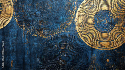 Blue Gold Abstract Art