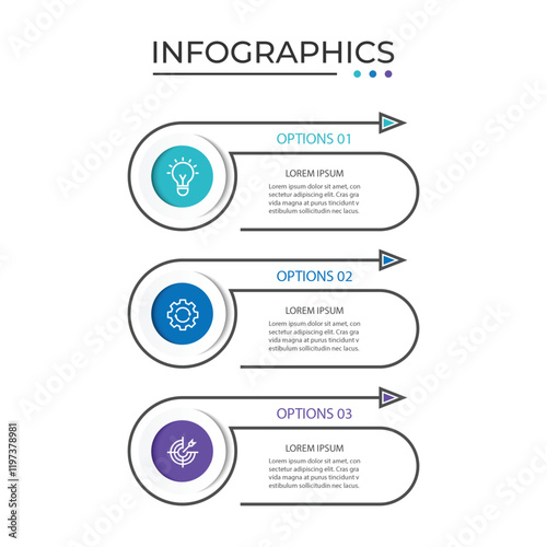 Presentation business infographic template with 3 options. Vector illustration.