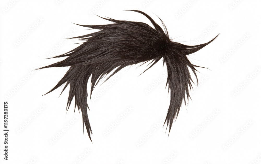 Obraz premium Stylish Dark Brown Hair Strand Isolated on White Background