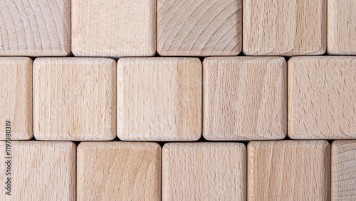 Obraz na płótnie A close-up background of wooden square cubes. w salonie